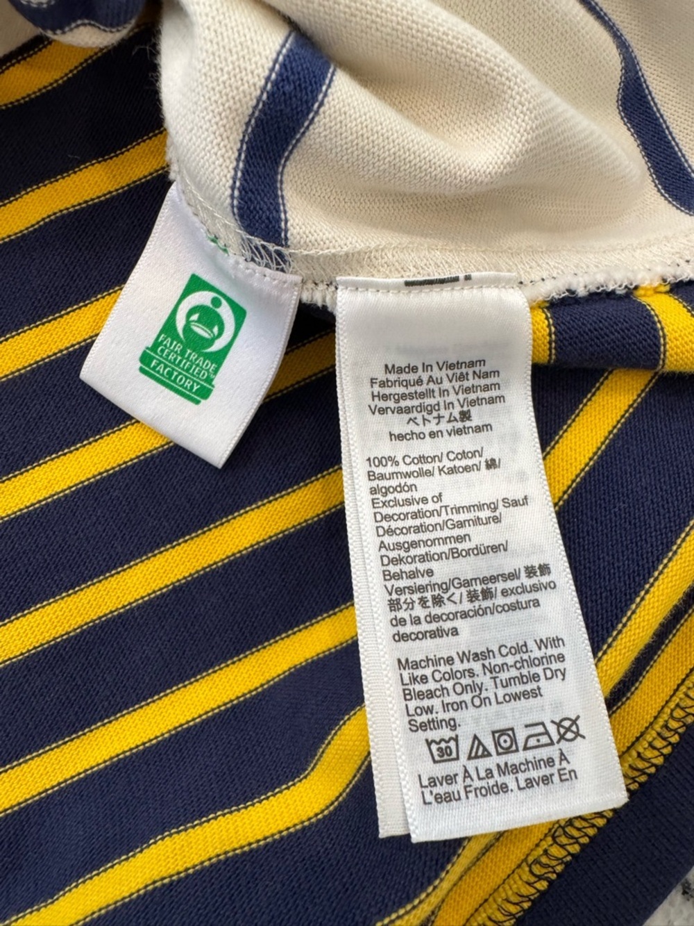 J.Crew Rugby Shirt Men’s Large Striped Navy Yellow Preppy Cotton - Picture 5 of 9